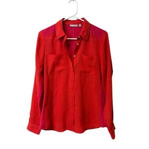 Halogen Women's Button Front Blouse Red/Pink XS Office Work‎ Valentine's Day